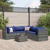 vidaXL Salon de jardin 6 pcs avec coussins Gris R&eacute;sine tress&eacute;e