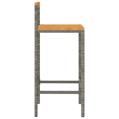 vidaXL Tabourets de bar lot de 2 gris résine tressée et bois d'acacia