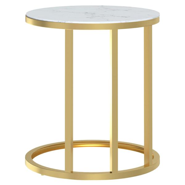 vidaXL Table d'appoint Doré et marbre blanc 45 cm Verre trempé