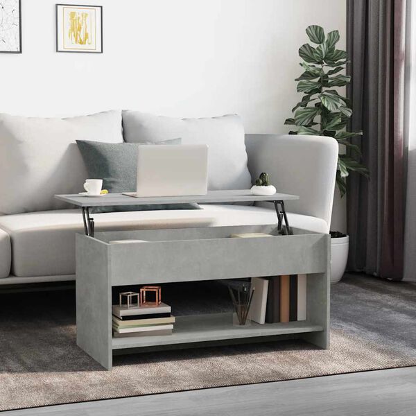 vidaXL Table basse gris b&eacute;ton 102x50x52,5 cm bois d'ing&eacute;nierie