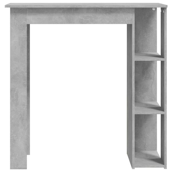 vidaXL Table de bar avec étagère Gris béton Bois d'ingénierie