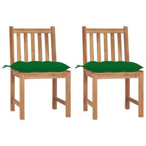 vidaXL Chaises de jardin lot de 2 avec coussins Bois de teck massif