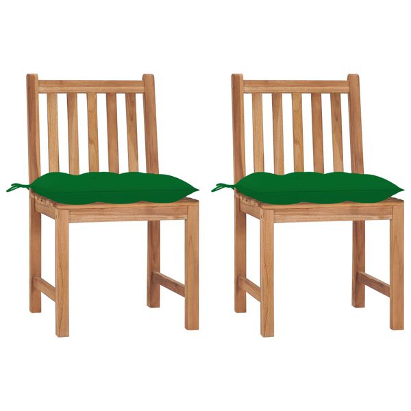 vidaXL Chaises de jardin lot de 2 avec coussins Bois de teck massif