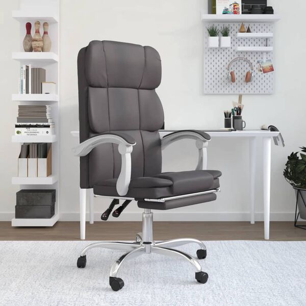 vidaXL Fauteuil inclinable de bureau Gris Similicuir