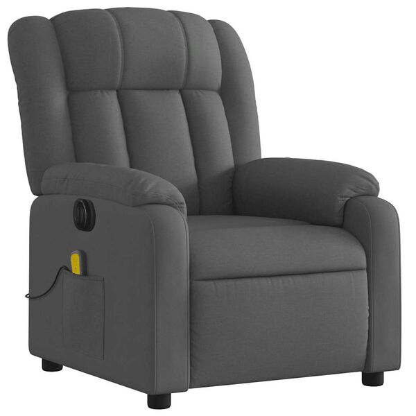 vidaXL Fauteuil inclinable de massage &eacute;lectrique gris fonc&eacute; tissu