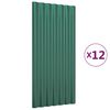 vidaXL Panneaux de toit 12 pcs Acier galvanis&eacute; Vert 80x36 cm