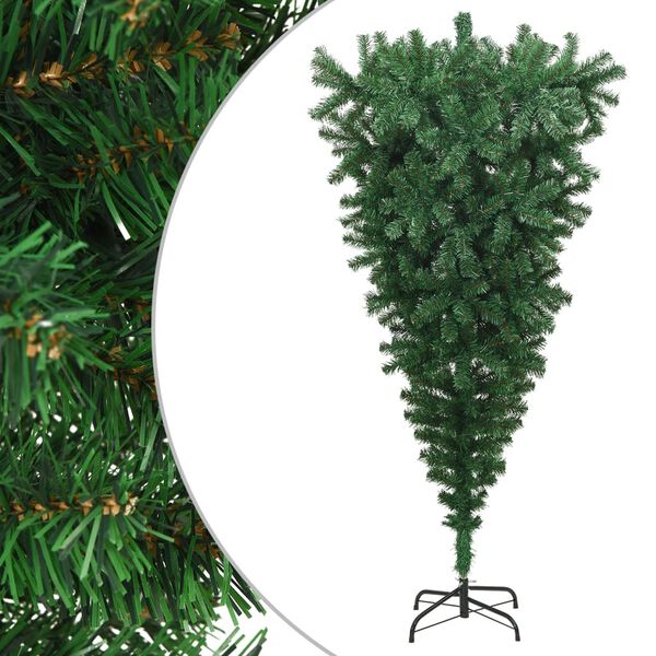 vidaXL Sapin de No&euml;l artificiel renvers&eacute; avec support Vert 210 cm