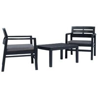 vidaXL Salon de jardin 3 pcs plastique anthracite