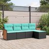 vidaXL Salon de jardin 5 pcs avec coussins noir résine tressée