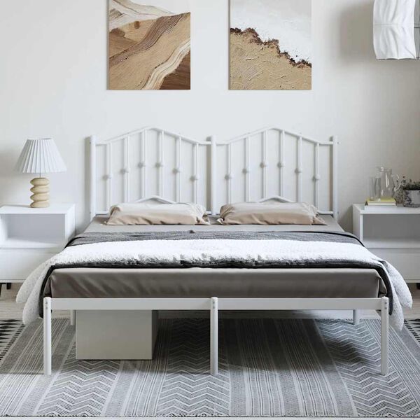 vidaXL Cadre de lit métal sans matelas et tête de lit blanc 150x200 cm