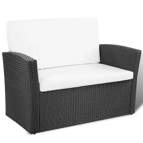 vidaXL Salon de jardin 4 pcs avec coussins R&eacute;sine tress&eacute;e Noir