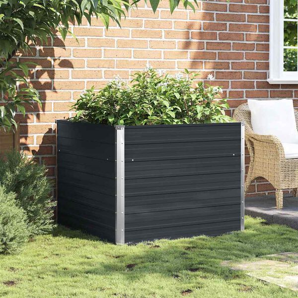 vidaXL Jardini&egrave;re sur&eacute;lev&eacute;e Anthracite 100x100x77 cm Acier galvanis&eacute;