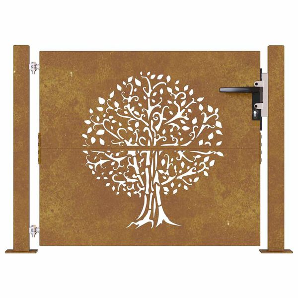 vidaXL Portail de jardin 100x75 cm en acier Corten motif arbre
