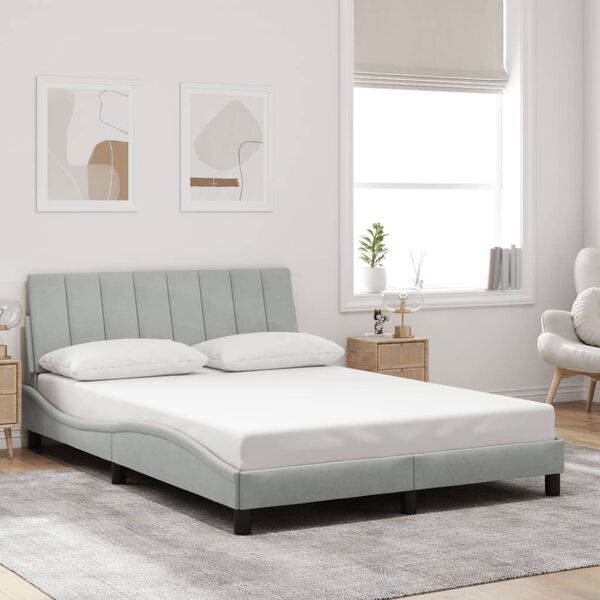 vidaXL Cadre de lit sans matelas Hanko gris clair 137x190 cm velours