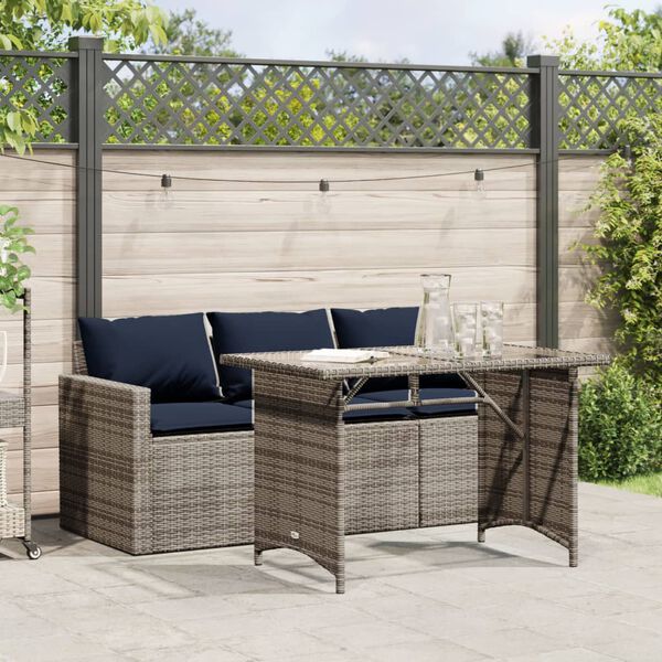 vidaXL Ensemble &agrave; manger de jardin et coussins 2 pcs gris rotin