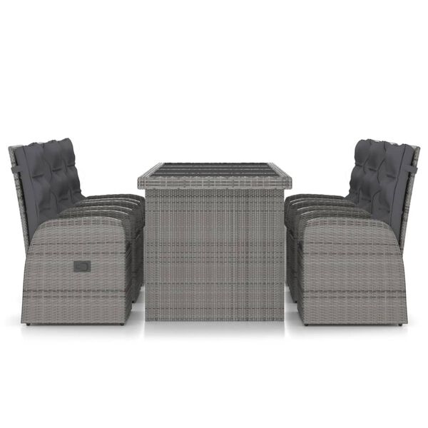 vidaXL Salon de jardin 7 pcs avec coussins Résine tressée Gris