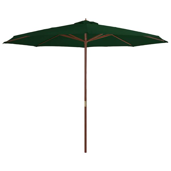 vidaXL Parasol d'ext&eacute;rieur avec m&acirc;t en bois 350 cm Vert
