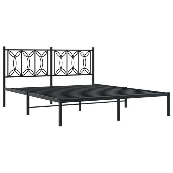 vidaXL Cadre de lit métal sans matelas avec tête de lit noir 150x200cm