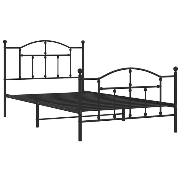 vidaXL Cadre de lit m&eacute;tal sans matelas et pied de lit noir 100x200 cm