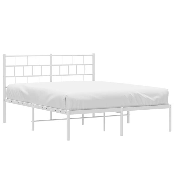 vidaXL Cadre de lit m&eacute;tal sans matelas et t&ecirc;te de lit blanc 150x200 cm