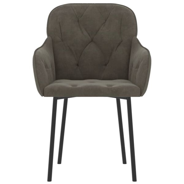 vidaXL Chaises &agrave; manger lot de 2 Gris fonc&eacute; Velours
