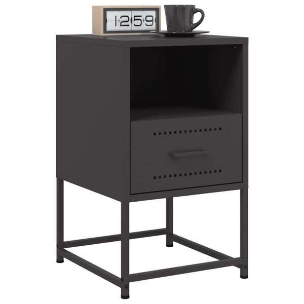 vidaXL Table de chevet noir 36x39x60,5 cm acier