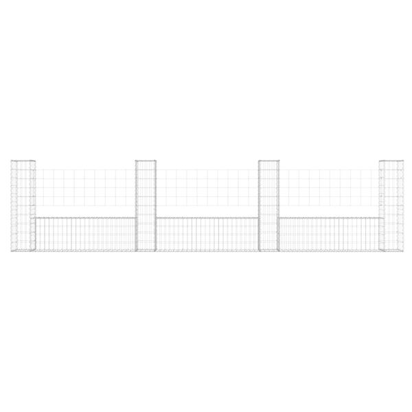 vidaXL Panier de gabion en forme de U avec 4 poteaux Fer 380x20x100 cm