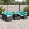 vidaXL Salon de jardin 10 pcs avec coussins noir r&eacute;sine tress&eacute;e