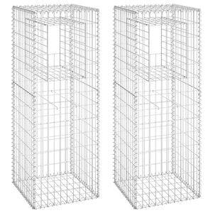 vidaXL Poteaux &agrave; panier de gabion 2 pcs 50x50x140 cm Fer