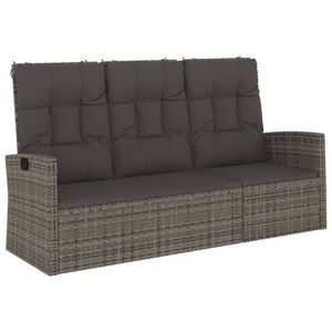 vidaXL Banc de jardin inclinable et coussins gris 173cm résine tressée