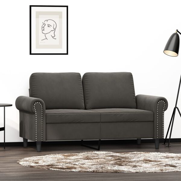 vidaXL Canap&eacute; &agrave; 2 places Gris fonc&eacute; 120 cm Velours