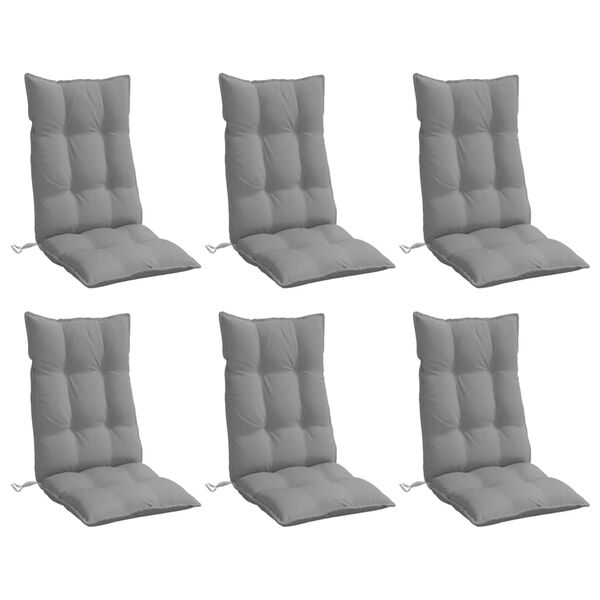 vidaXL Coussins de chaise &agrave; dossier haut lot de 6 gris tissu oxford