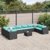 vidaXL Salon de jardin 11 pcs avec coussins noir r&eacute;sine tress&eacute;e