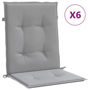 vidaXL Coussins de chaise de jardin &agrave; dossier bas lot de 6 gris