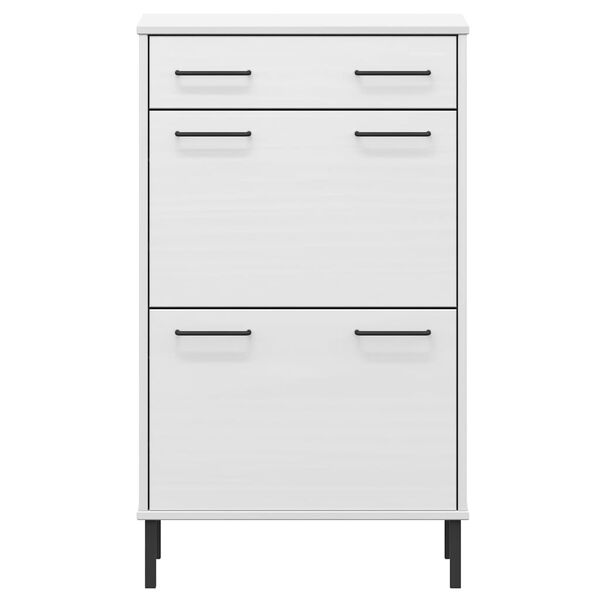 vidaXL Étagère à chaussures et pieds en métal Blanc Bois de pin OSLO