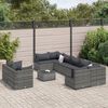 vidaXL Salon de jardin avec coussins 10 pcs gris r&eacute;sine tress&eacute;e