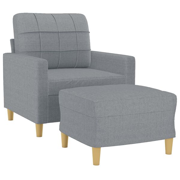 vidaXL Fauteuil avec repose-pied Gris clair 60 cm Tissu