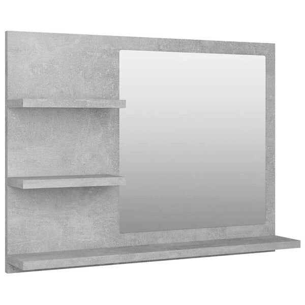 vidaXL Miroir de salle de bain gris b&eacute;ton 60x10,5x45cm bois ing&eacute;nierie