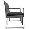 vidaXL Banc de jardin à 3 places et coussins gris foncé PP rotin