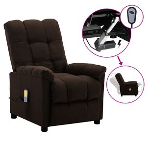 vidaXL Fauteuil &eacute;lectrique de massage marron fonc&eacute; tissu