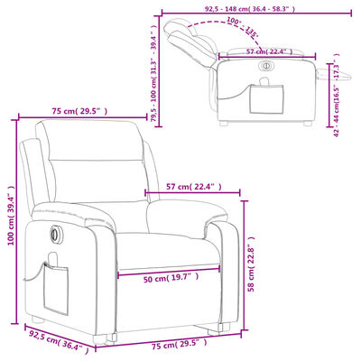 vidaXL Fauteuil inclinable de massage électrique vert foncé velours