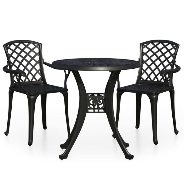 vidaXL Ensemble de bistro 3 pcs Aluminium coul&eacute; Noir