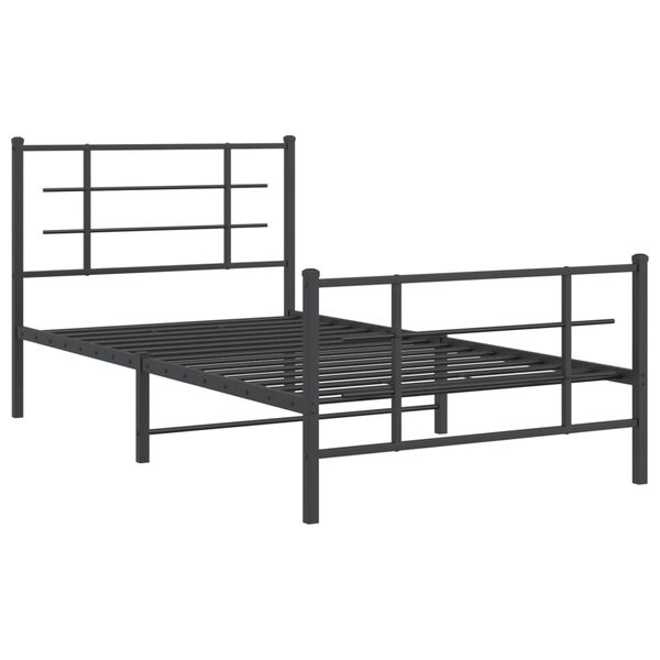 vidaXL Cadre de lit m&eacute;tal sans matelas et pied de lit noir 100x200 cm