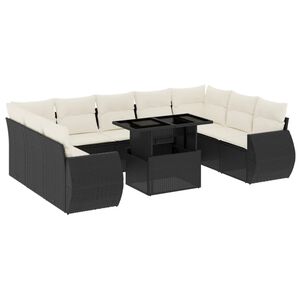 vidaXL Salon de jardin 10 pcs avec coussins noir r&eacute;sine tress&eacute;e