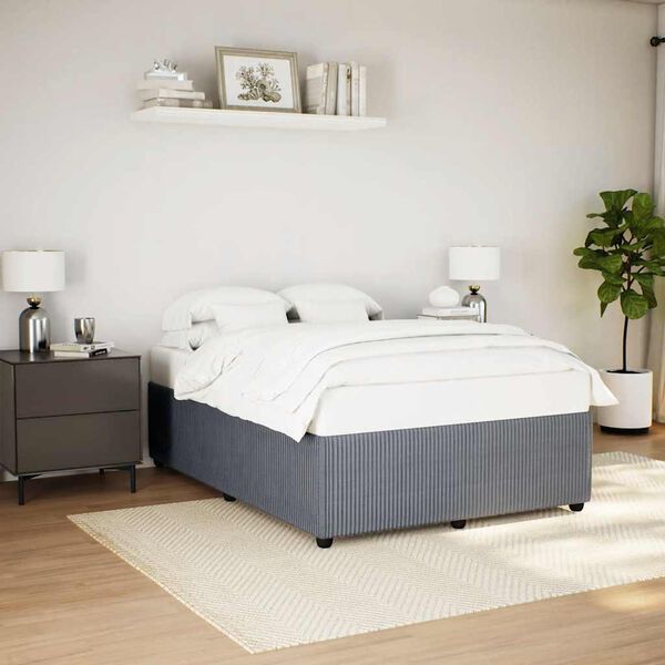 vidaXL Cadre de lit sans matelas gris fonc&eacute; queen velours