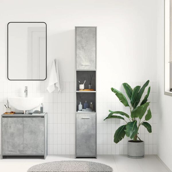 vidaXL Armoire de salle de bain Gris béton Bois d'ingénierie
