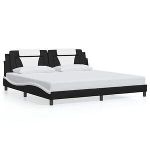 vidaXL Cadre de lit Viana sans matelas noir et blanc 193x203 cm similicuir