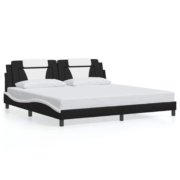 vidaXL Cadre de lit Viana sans matelas noir et blanc 193x203 cm similicuir