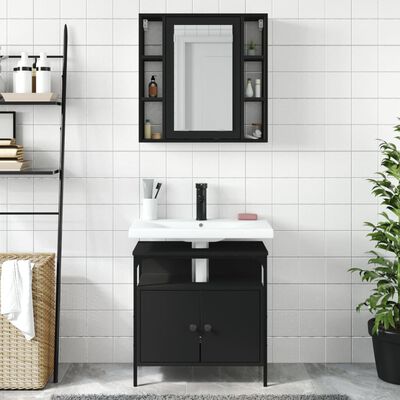 vidaXL Ensemble de meubles salle de bain 2 pcs noir bois d'ingénierie