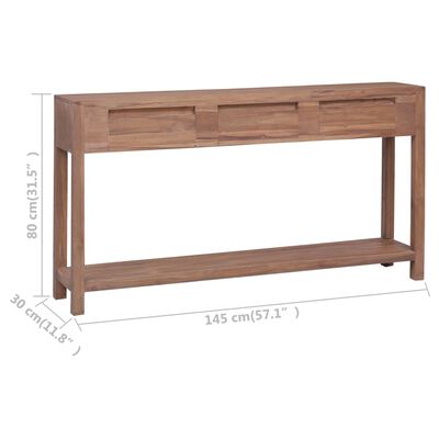 vidaXL Table console 145x30x80 cm Bois de teck solide